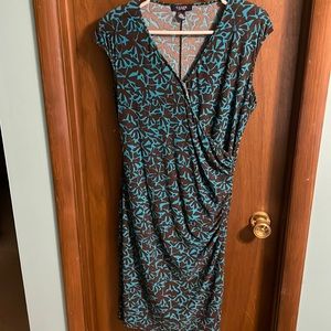 Short sleeve faux wrap dress